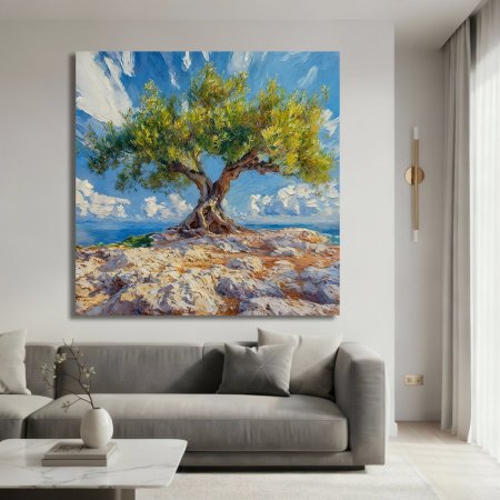 لوحة منظر طبيعي لشجرة الزيتون