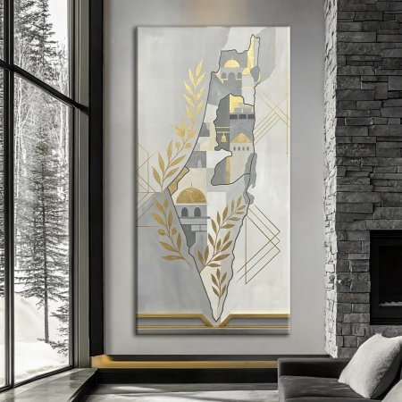 خارطة فلسطين ذهبي وسكني