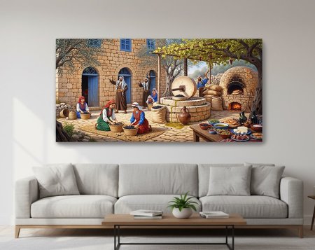 لوحة لساحة المنزل الفلسطيني