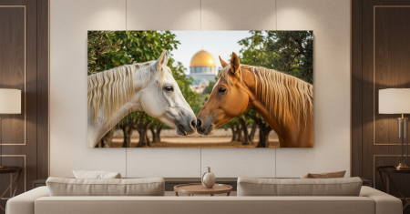 لوحة الخيل امام قبة الصخرة