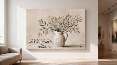 لوحة زيتون فازة زيتون ولسوف يعطيك ربك فترضى
