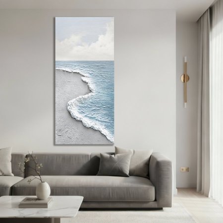 لوحة رسم موج بحر ازرق